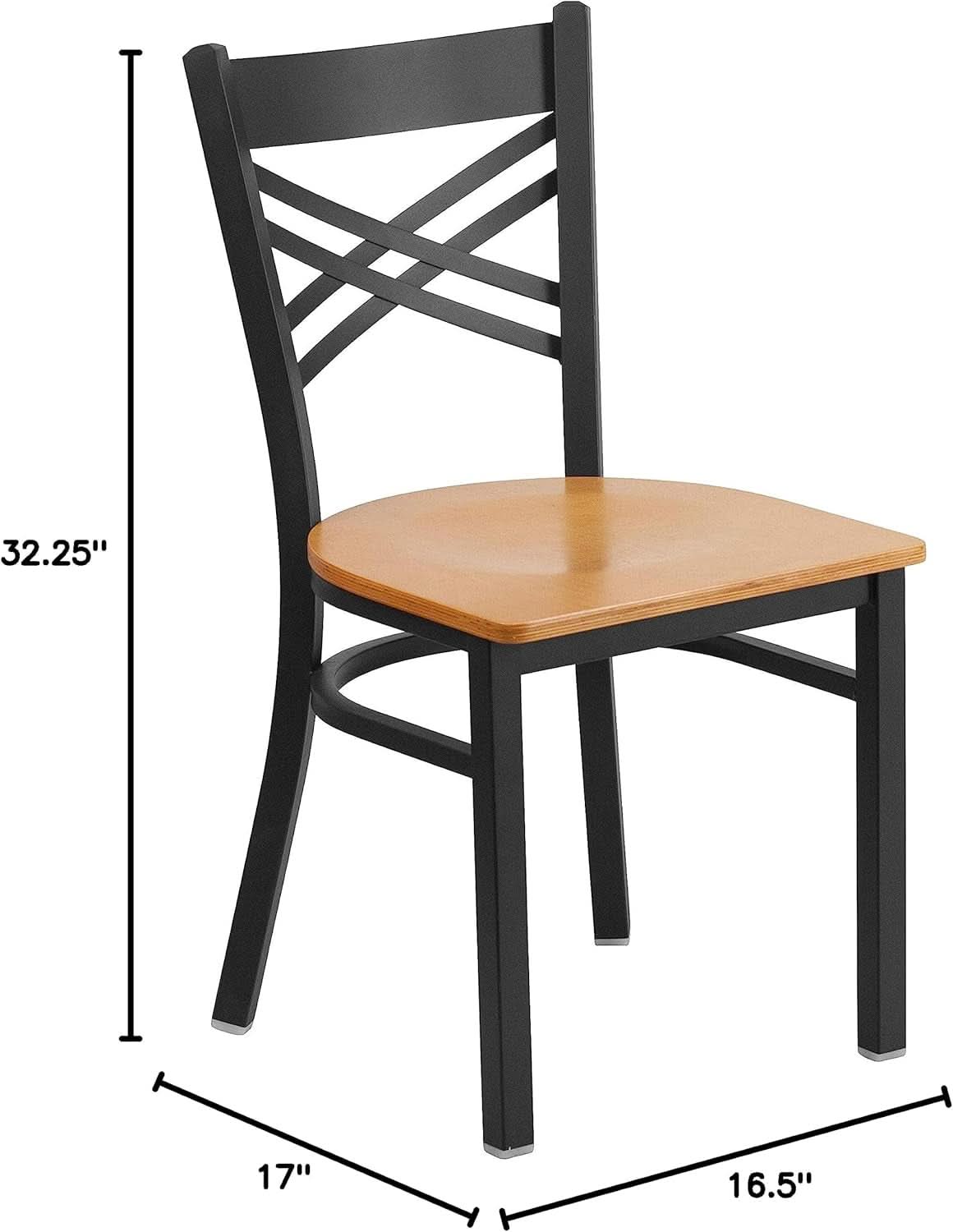 Two Pack Hercules Series Black X Back Metal Dining Chairs With Natural Wood Seats