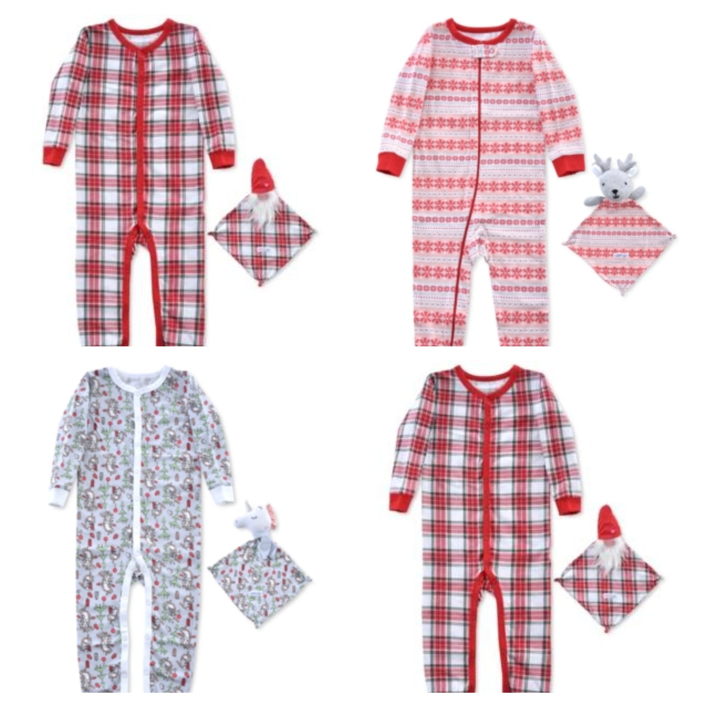 Max & Olivia Baby Girls 2-Pc. Fair-Isle-Print Pajama & Deer Blankie Baby Set