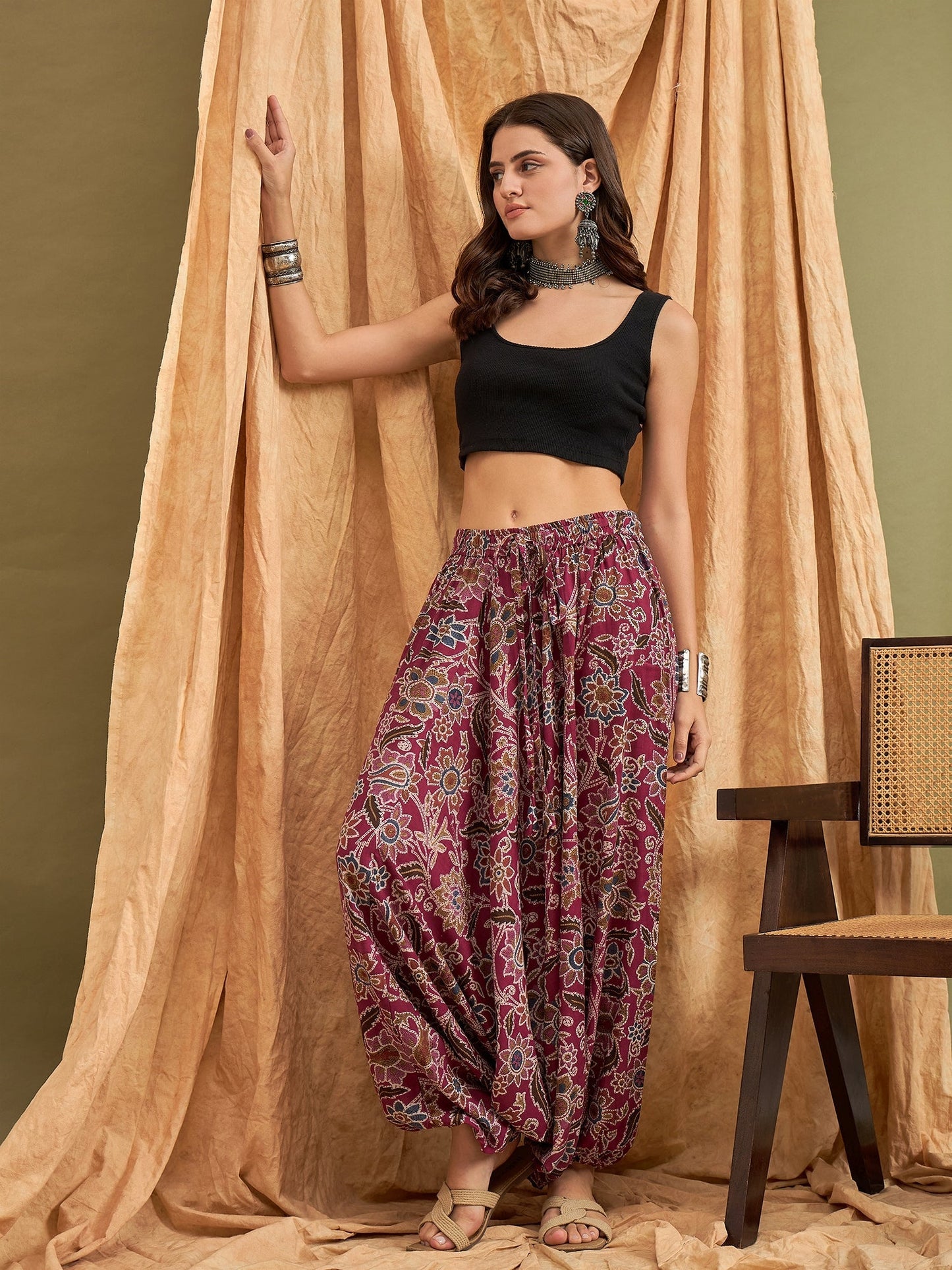InWeave Burgundy Big Jaal Harem Pant