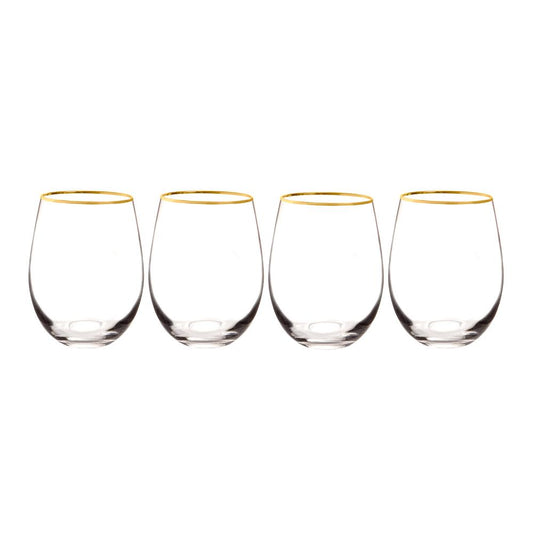 4 Ct Cathys Concepts Personalized Gold Rim Stemless Wine Glasses