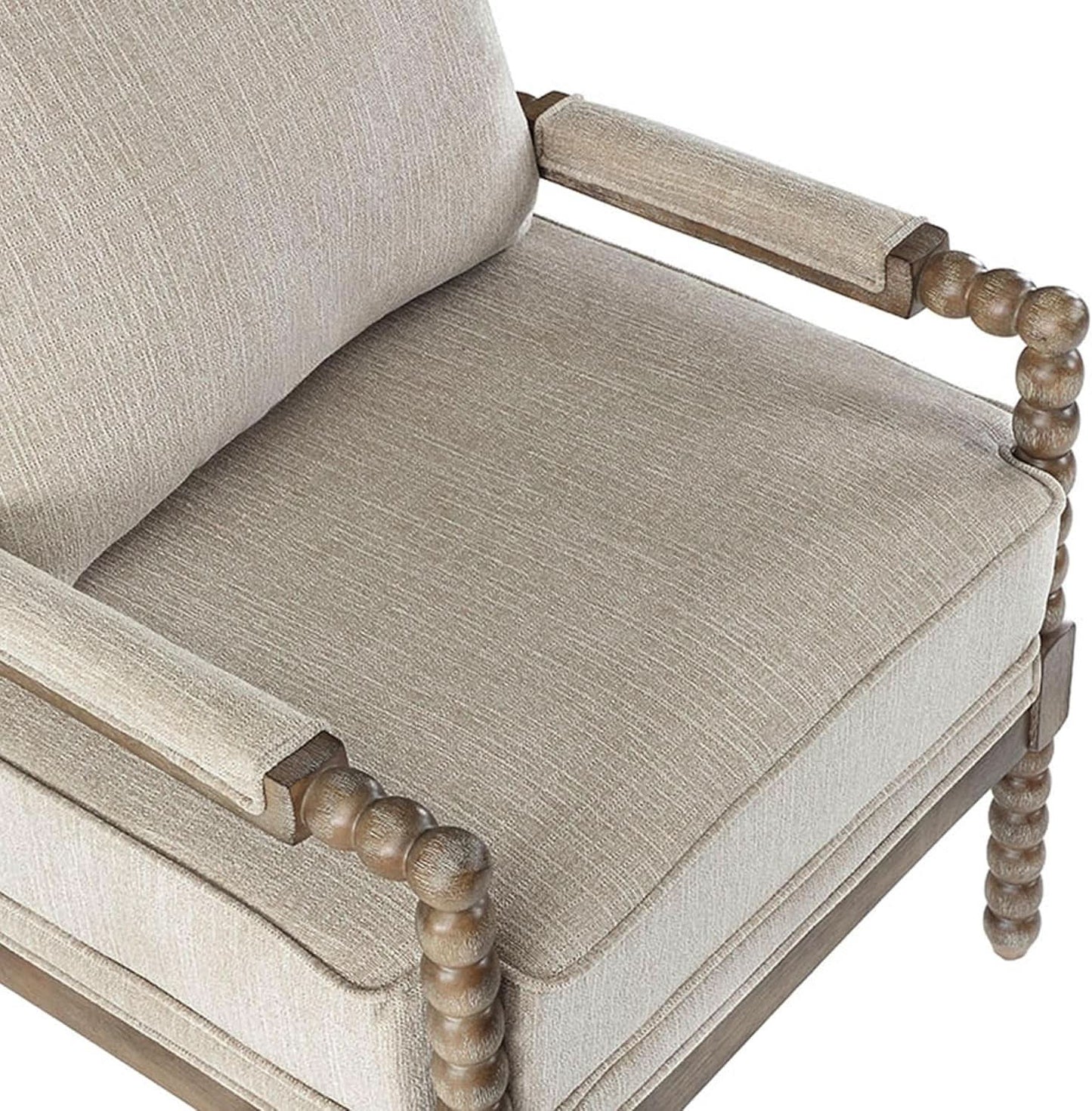 Linen Spindle Accent Chairs Set Of 2 Cushioned Armrests