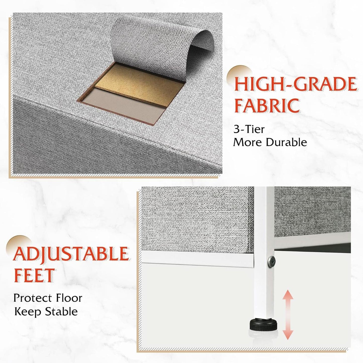 Light Grey Fabric Dresser With 10 Drawers For Bedroom