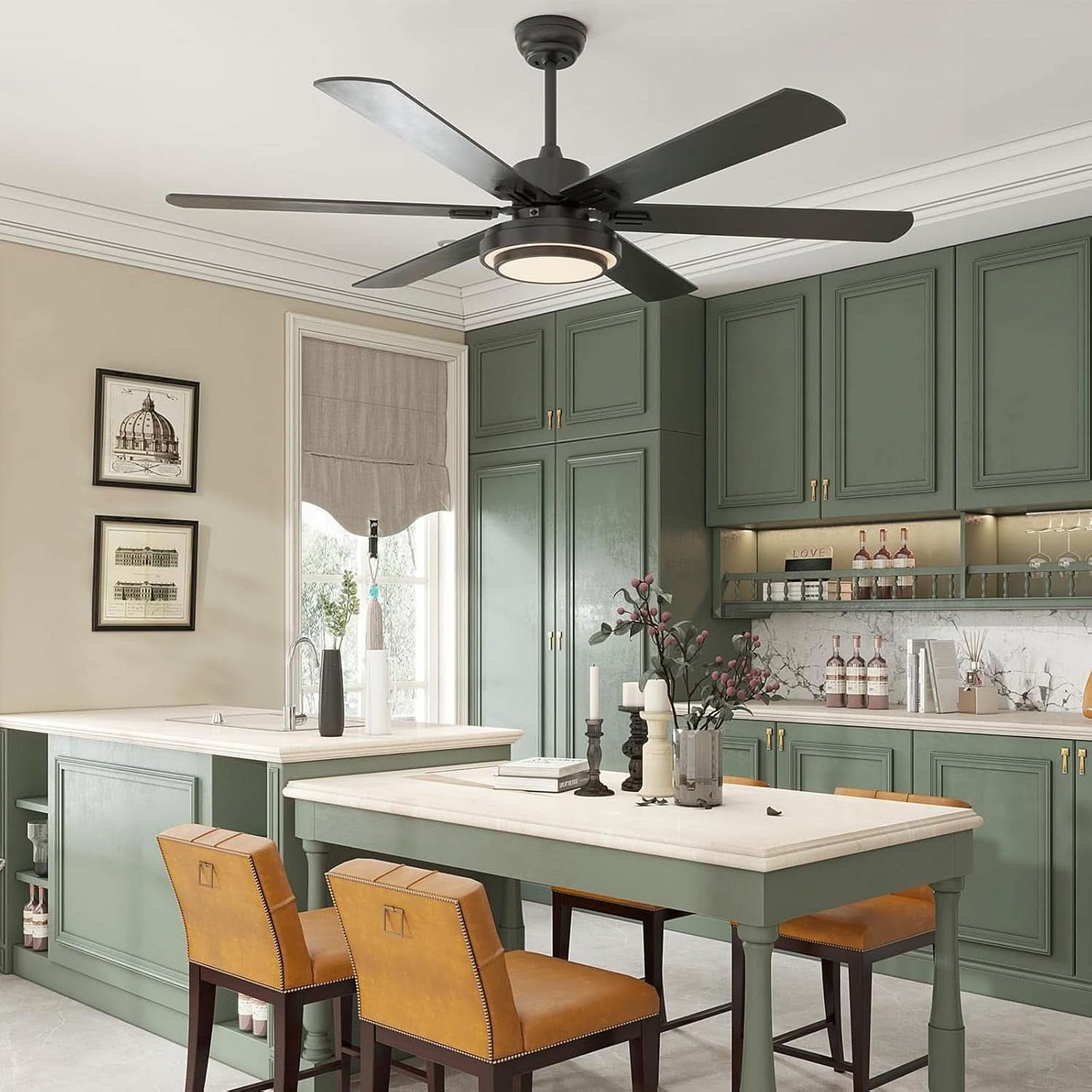 62-Inch Ceiling Fan With Lights And Remote Control Black