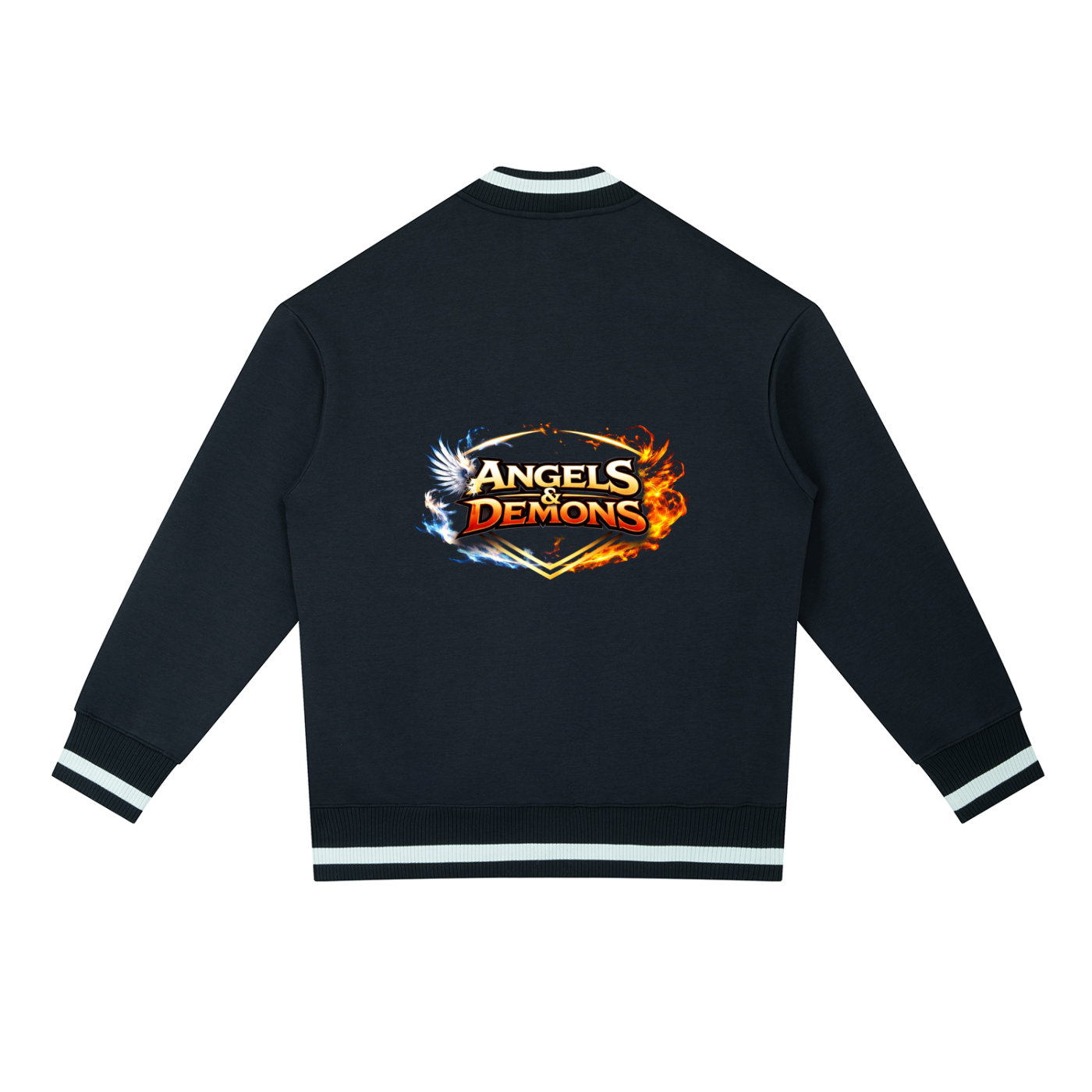 QE Angels & Demons Contrast Piping Zip Bomber Jacket