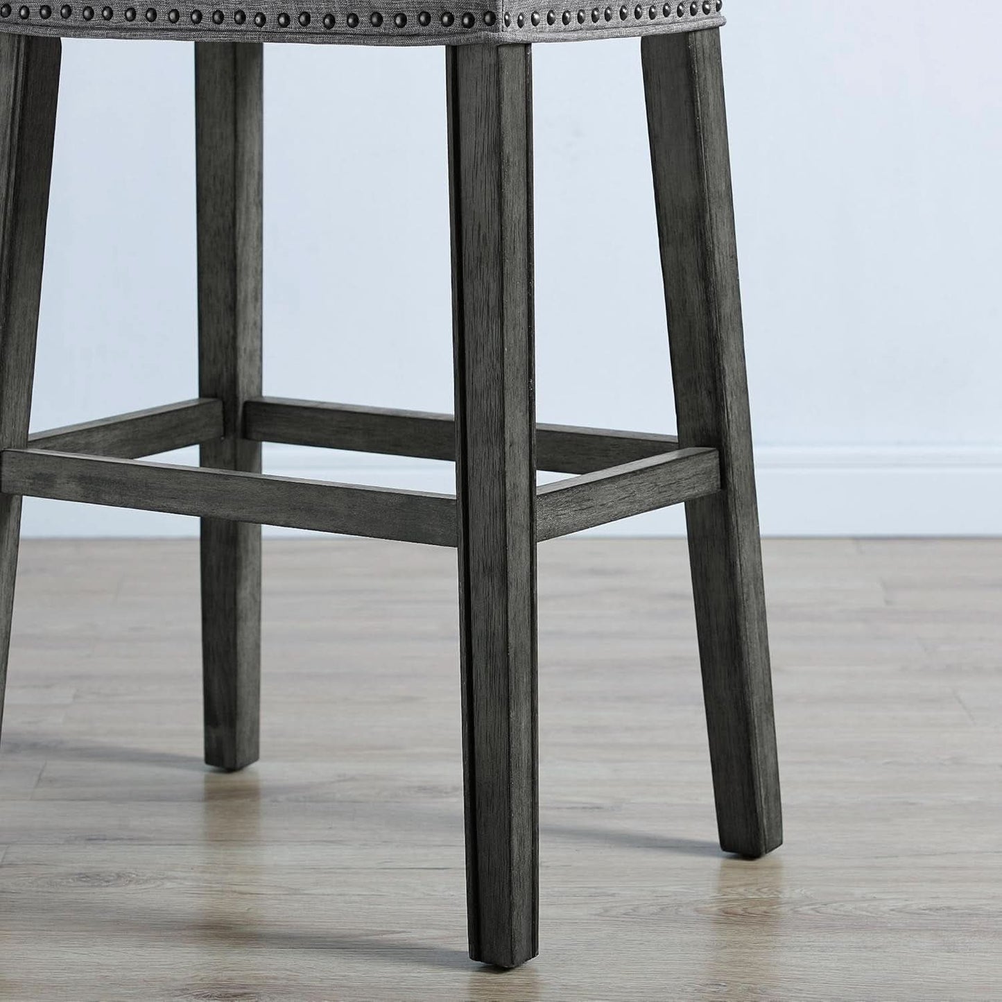 Gray 29 Inch Bar Stools Set Of 2 With Backless Saddle Seat