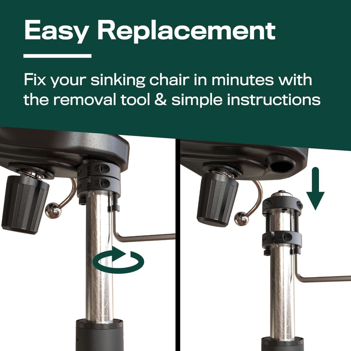 Office Chair Cylinder Replacement With Removal Tool Black
