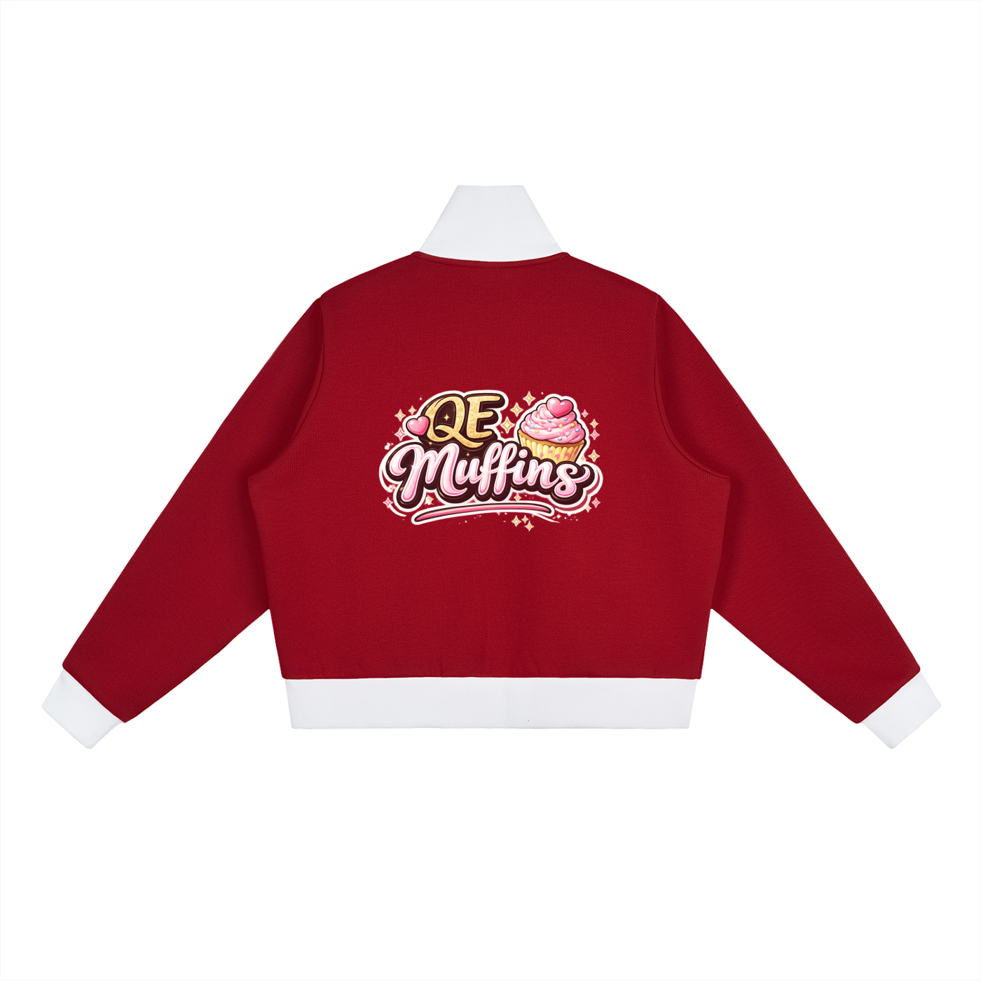 QE Muffins Contrast Side Stripe Fleece Cropped Track Jacket