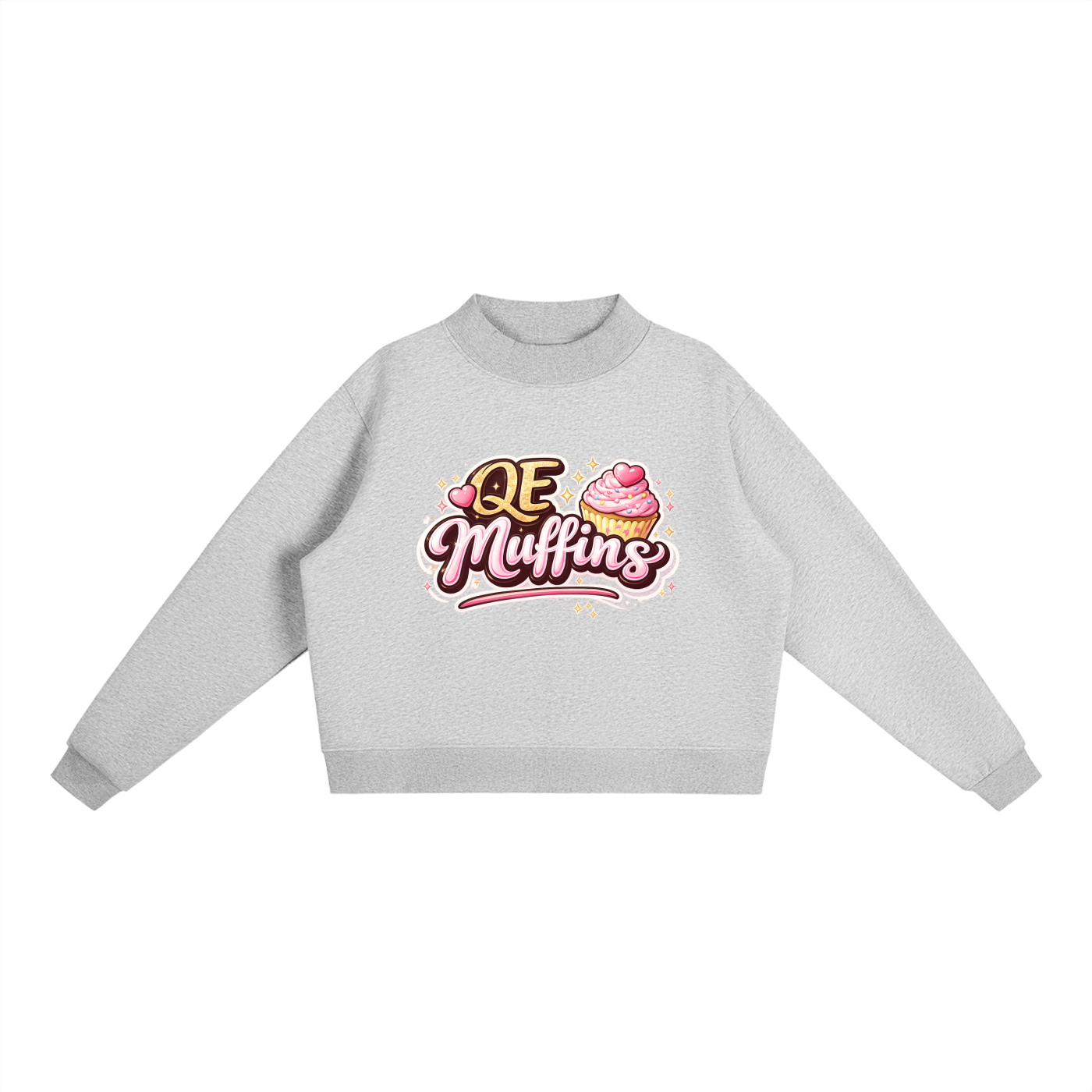 QE Muffins Essential Fleece Mock-Neck Crew Sweatshirt