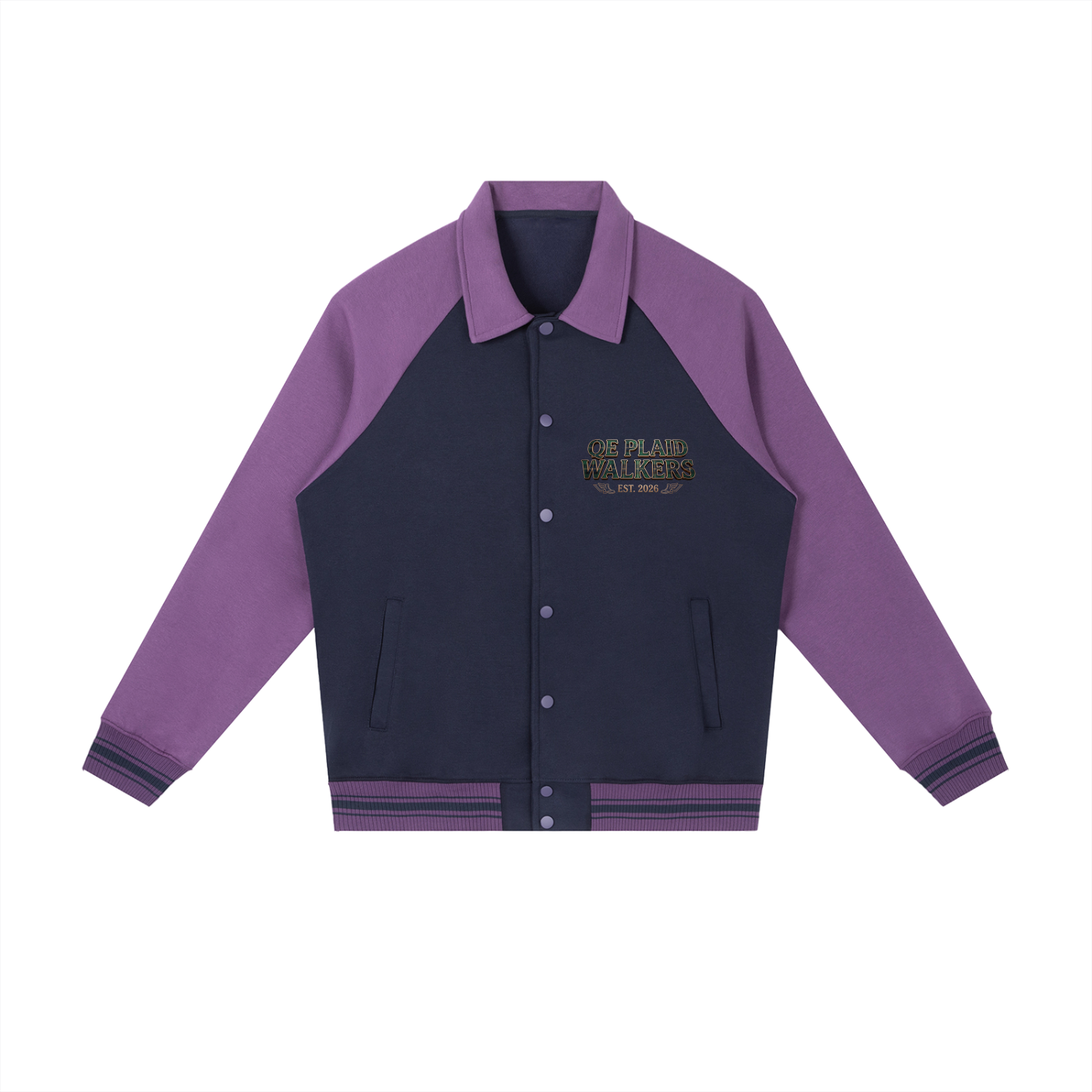 QE Plaid Walkers Sleeve Baseball Jacket