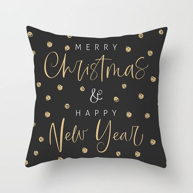 1Pcs Blue Christmas Tree Deer Santa Claus Pattern Polyester Cushion Cover Merry Christmas Throw Cushion Covers Tree Reindeer Star Pillow Case For Party Home Decoration Decorative Sofa Home Decor Pillowcover 45x45cm