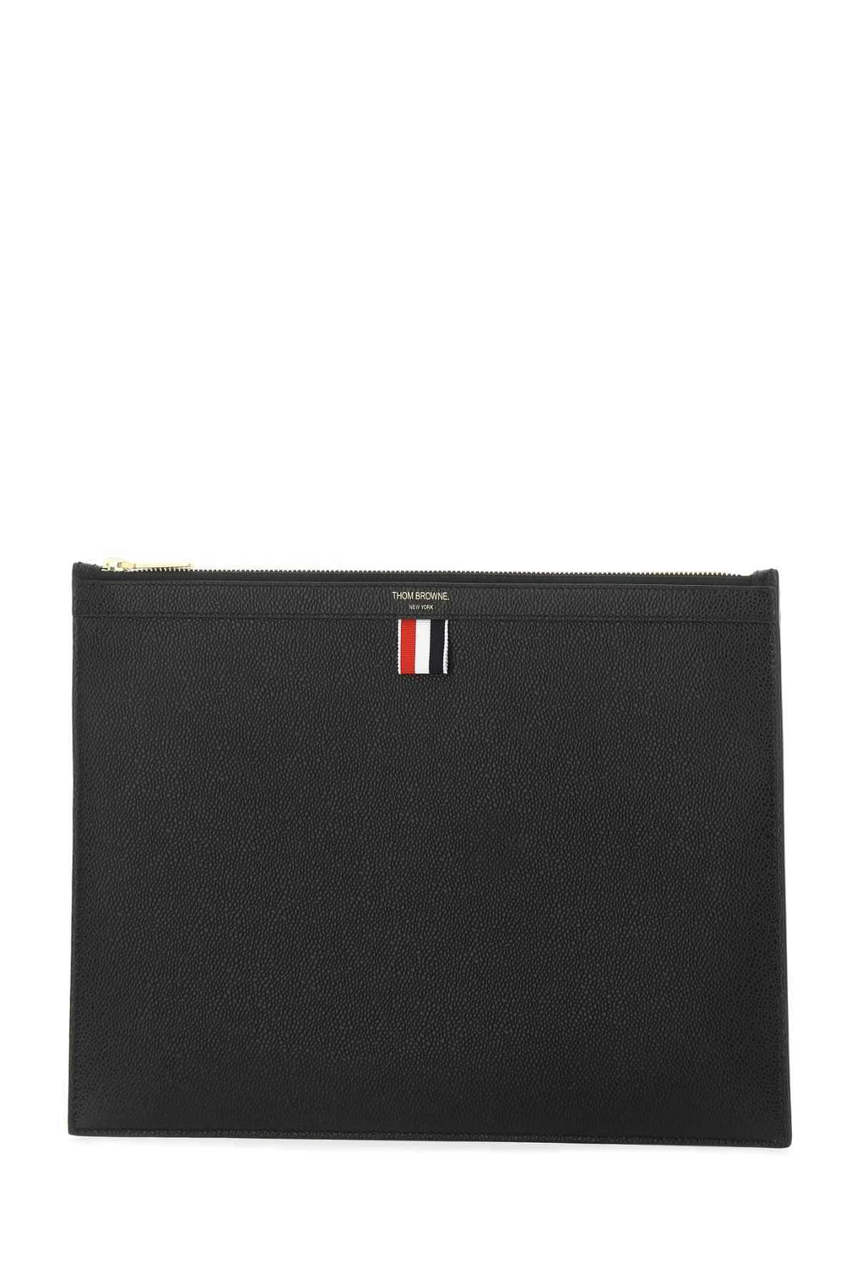 Thom Browne Men Black Leather Document Case