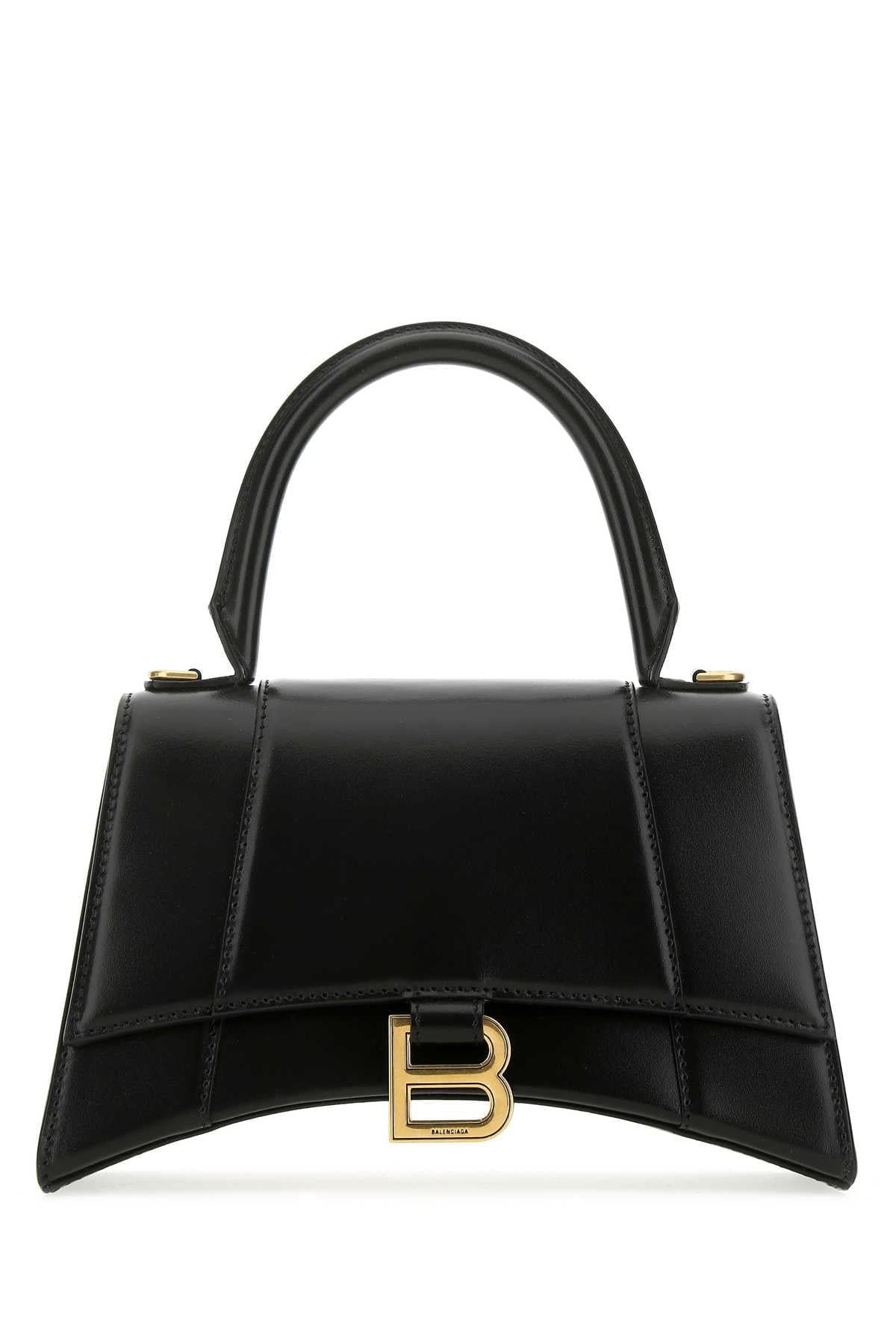 Balenciaga Women Black Leather Small Hourglass Handbag