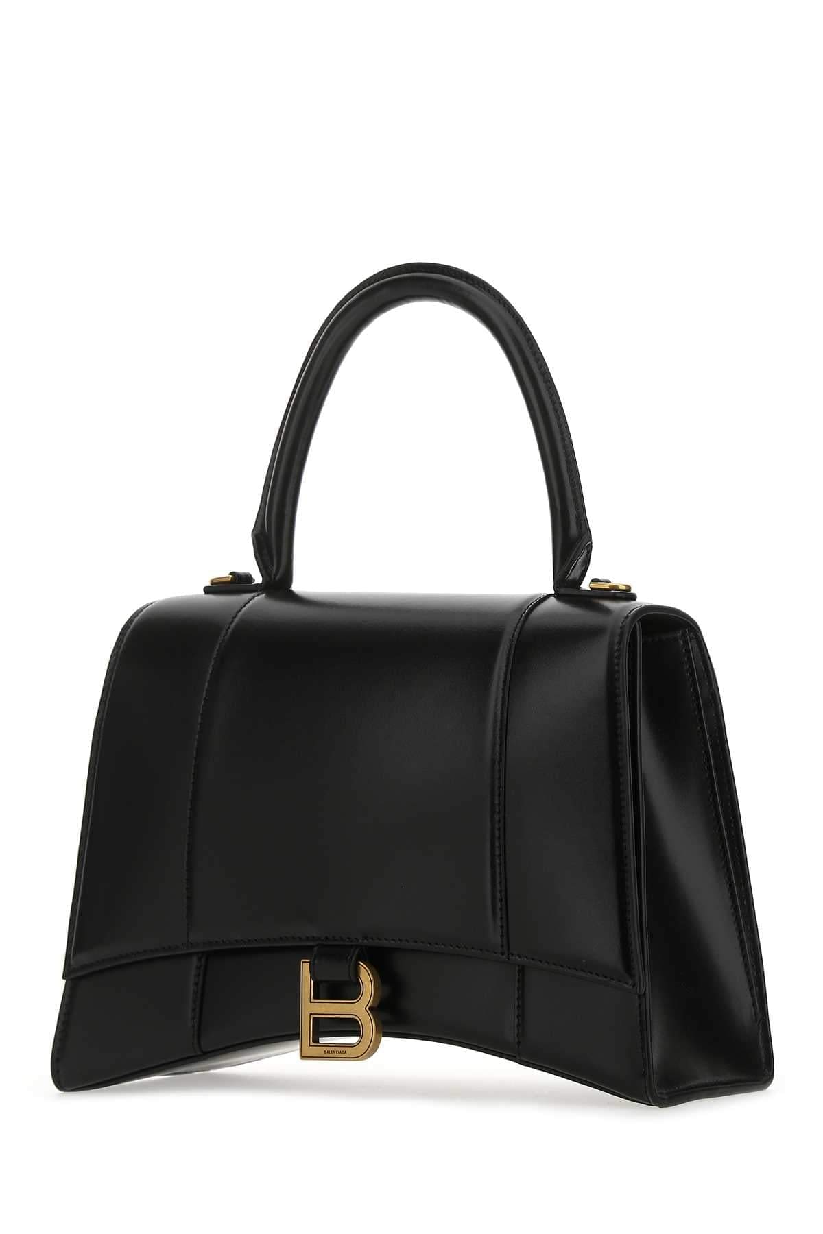 Balenciaga Women Black Leather Medium Hourglass Handbag