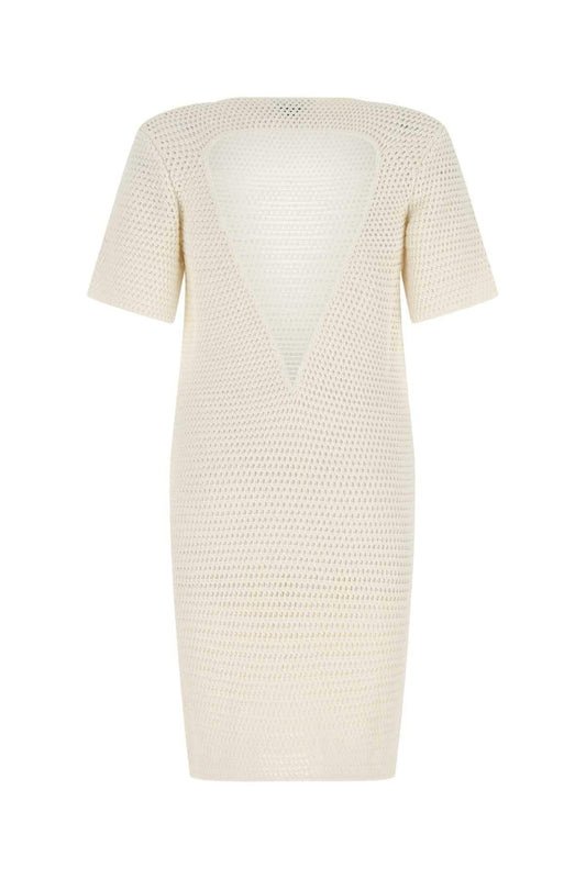 Bottega Veneta Women Ivory Crochet Dress