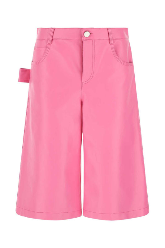 Bottega Veneta Women Pink Nappa Leather Bermuda Shorts