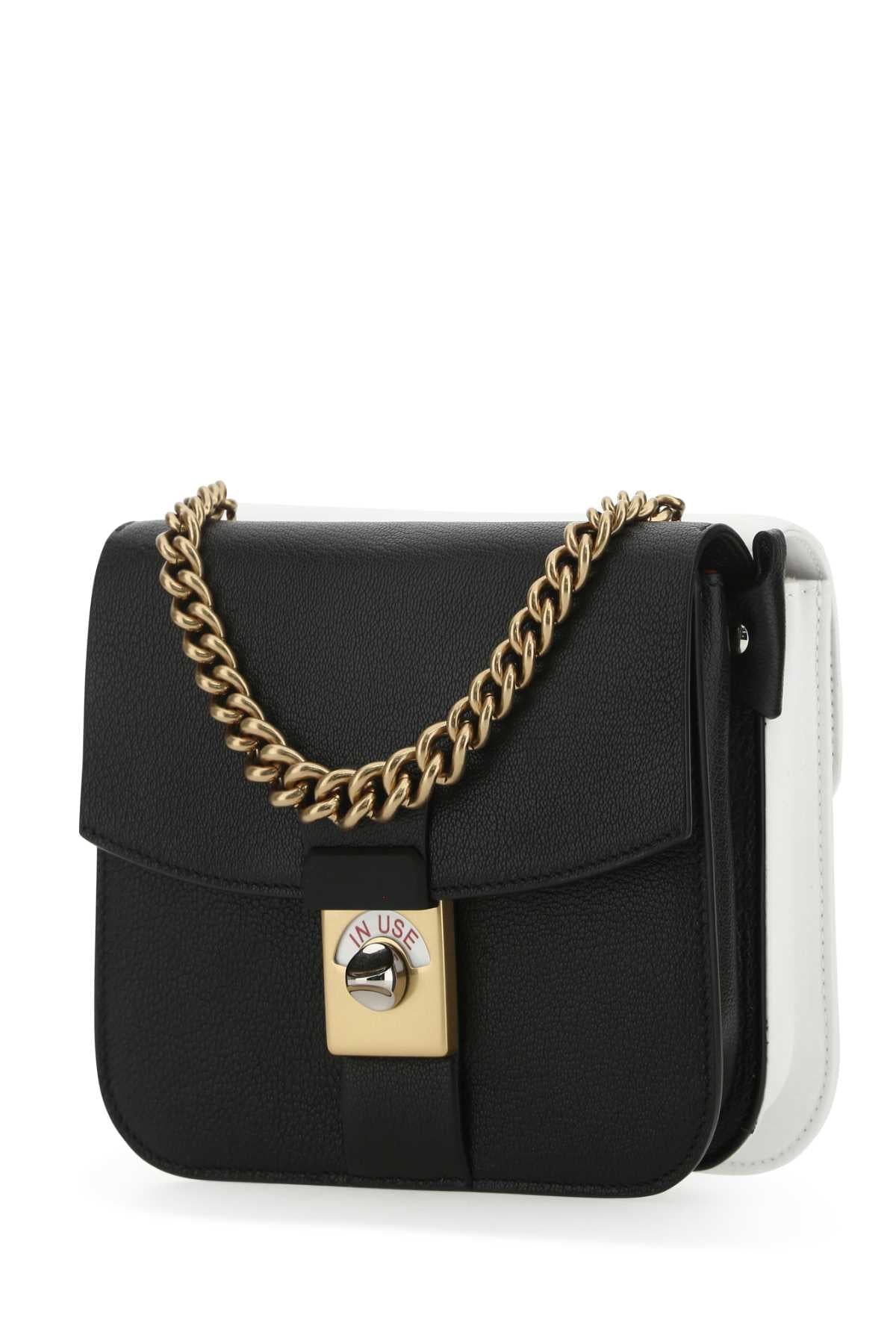 Maison Margiela Women Two-Tone Leather And Cotton New Lock Square Handbag