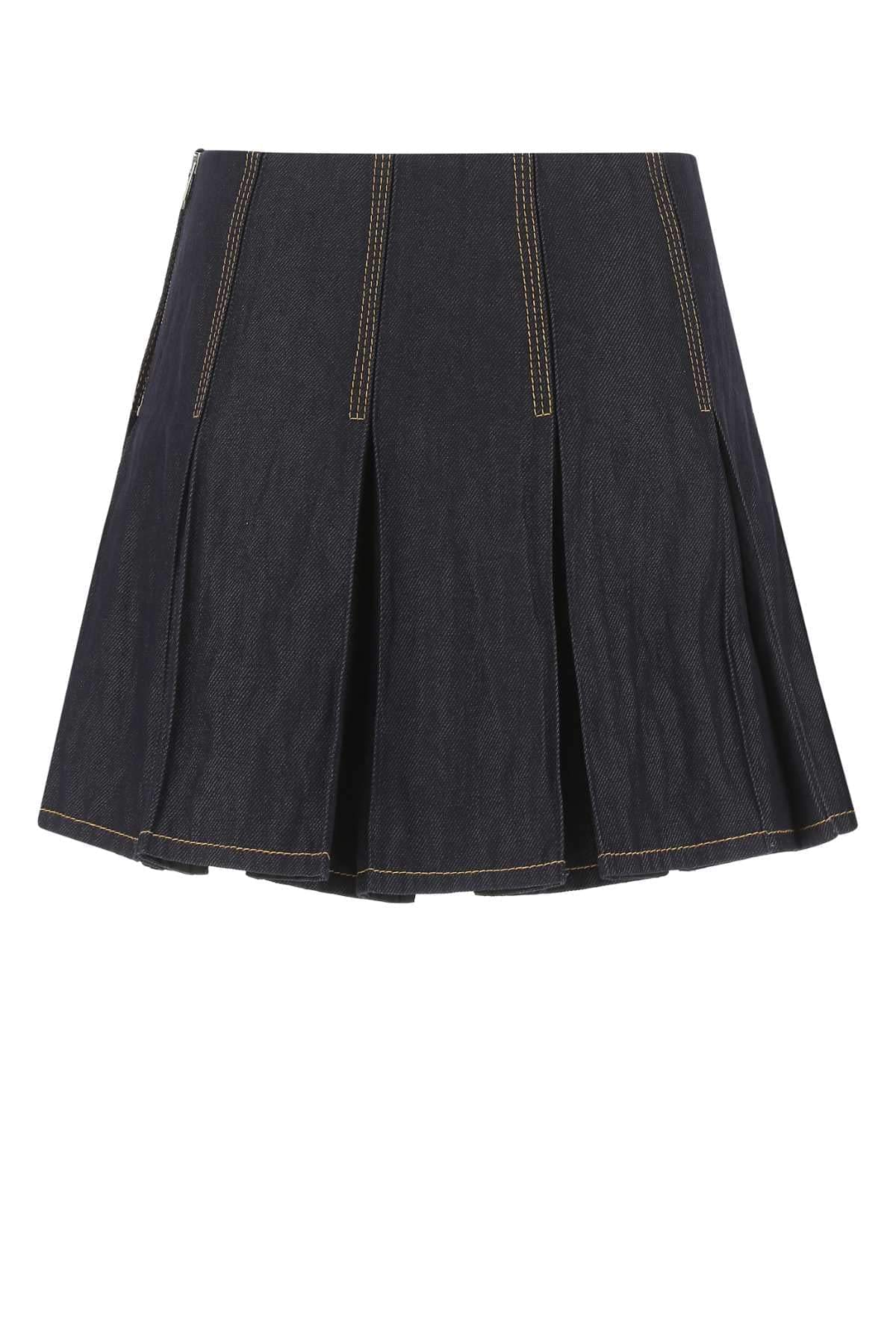 Bottega Veneta Women Dark Blue Denim Mini Skirt