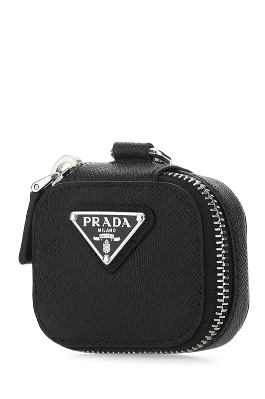 Prada Men Black Leather Air Pods Case