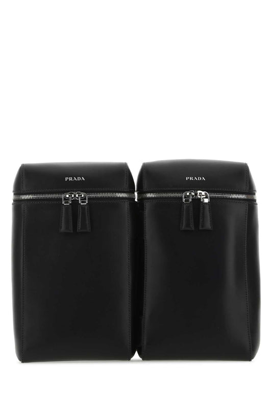 Prada Men Black Leather Backpack