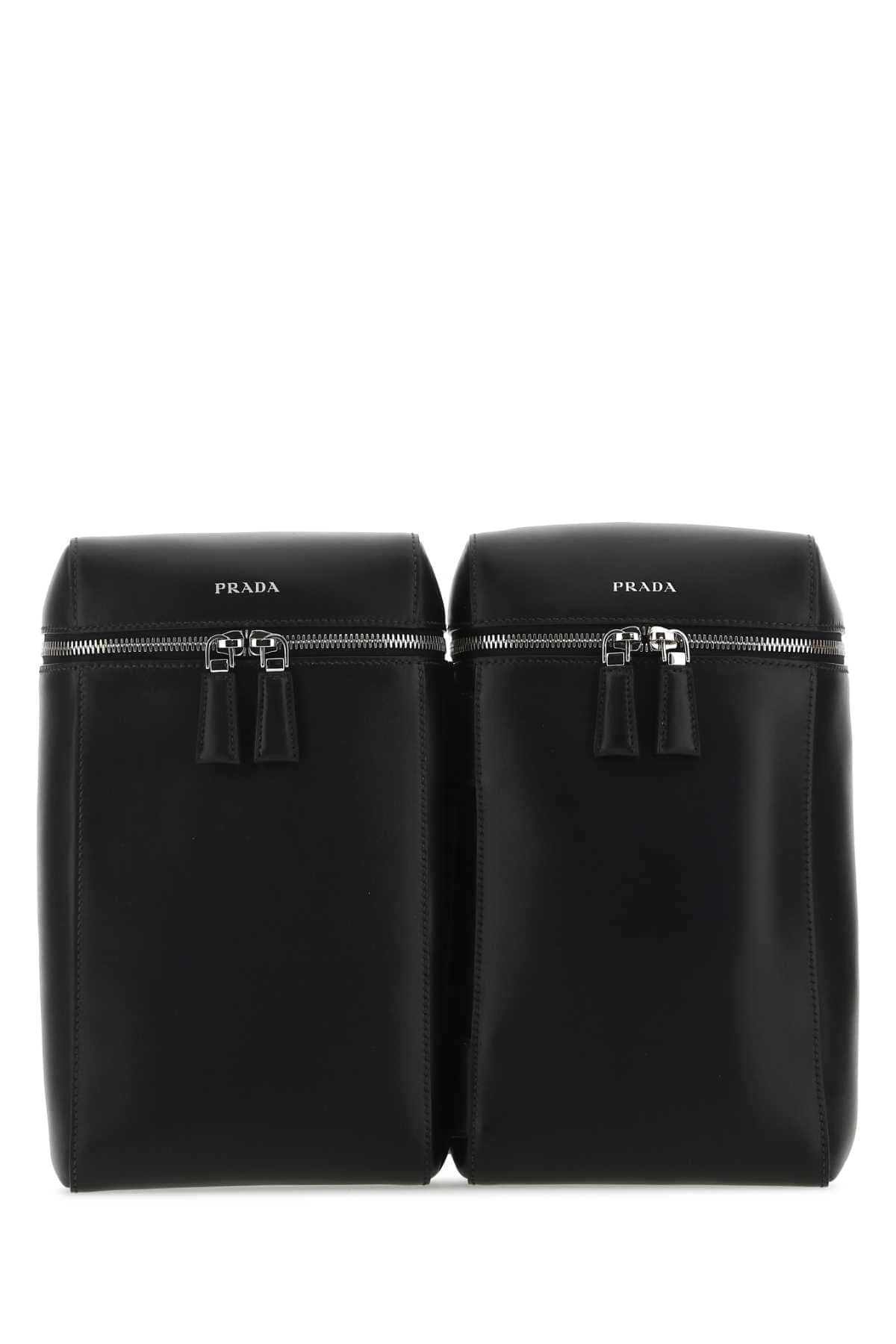 Prada Men Black Leather Backpack