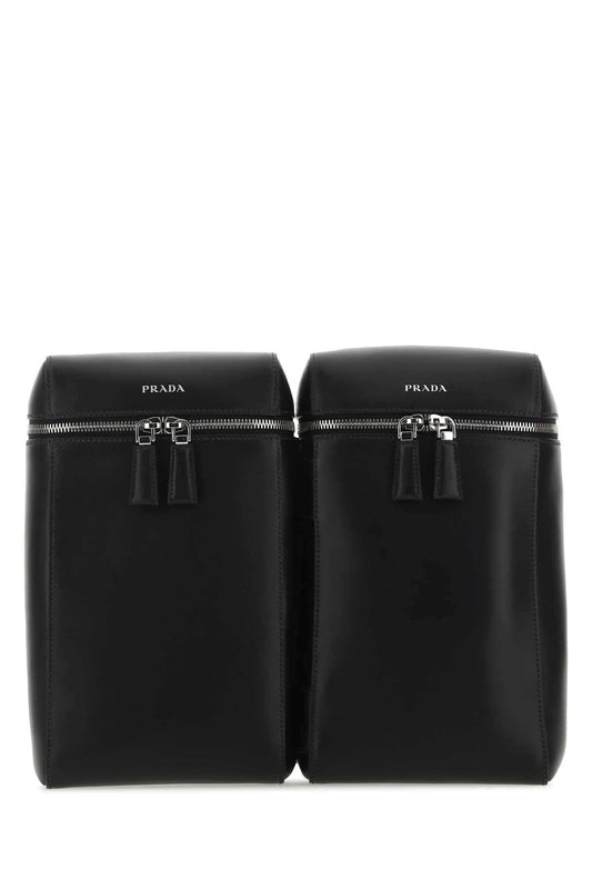 Prada Men Black Leather Backpack