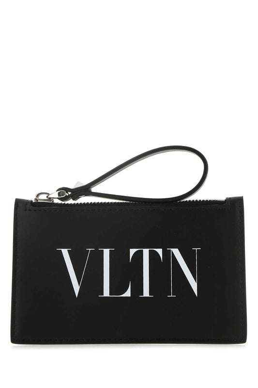 Valentino Garavani Men Black Leather Card Holder