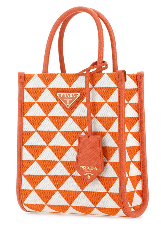Prada Women Embroidered Fabric Micro Symbole Handbag