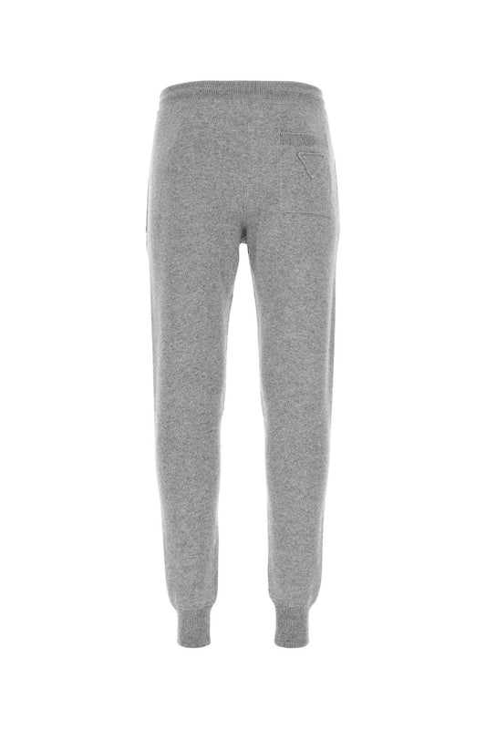 Prada Men Melange Grey Stretch Cashmere Blend Joggers