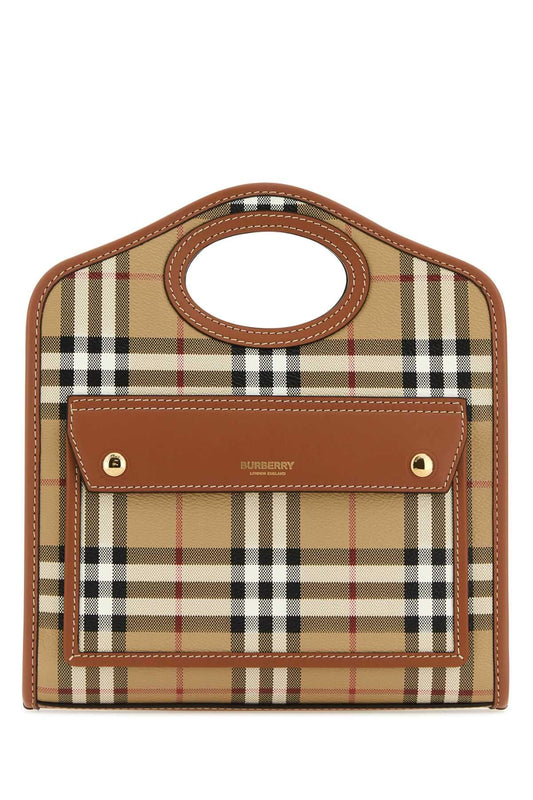 Burberry Women Printed Canvas And Leather Mini Pocket Handbag