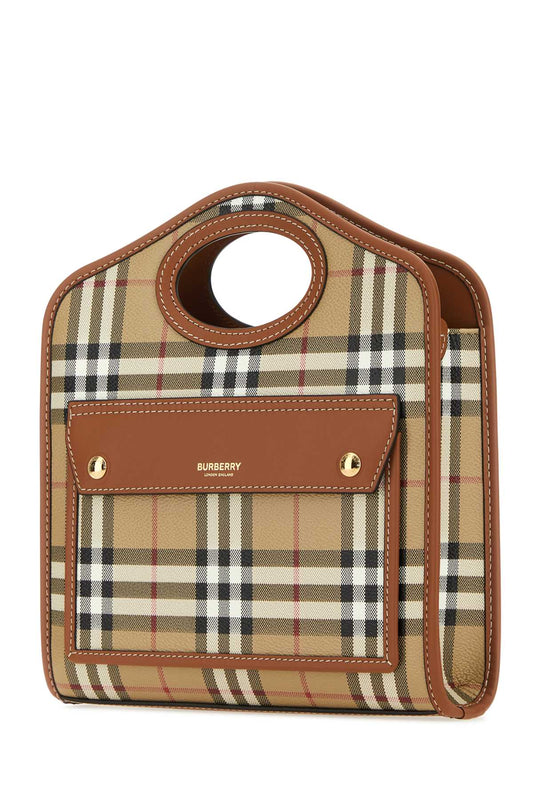 Burberry Women Printed Canvas And Leather Mini Pocket Handbag
