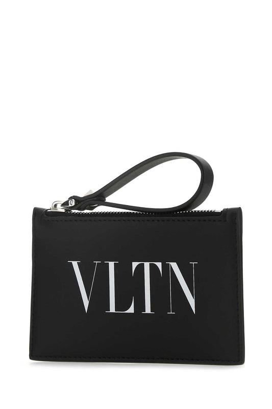 Valentino Garavani Men Black Leather Card Holder