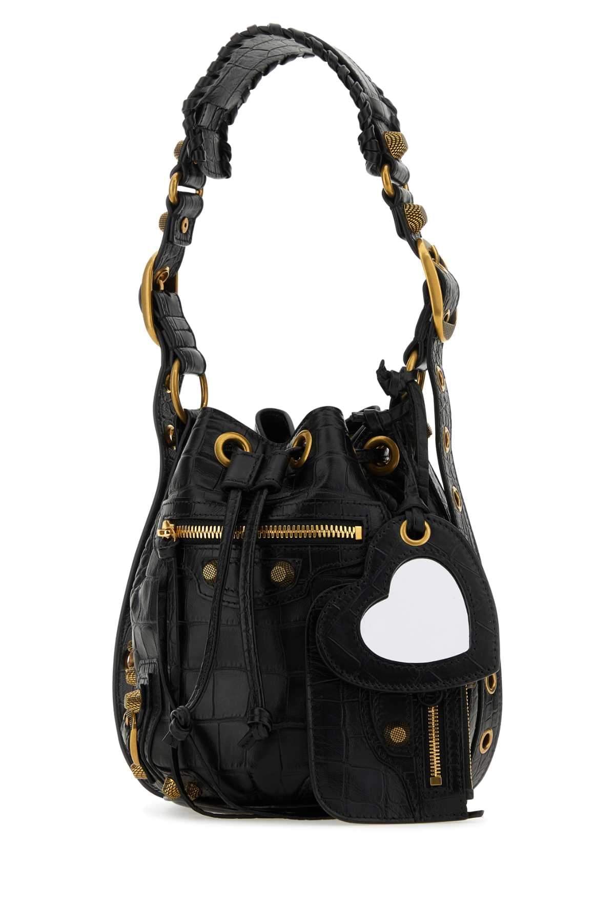 Balenciaga Women Black Leather Le Cagole Xs Bucket Bag