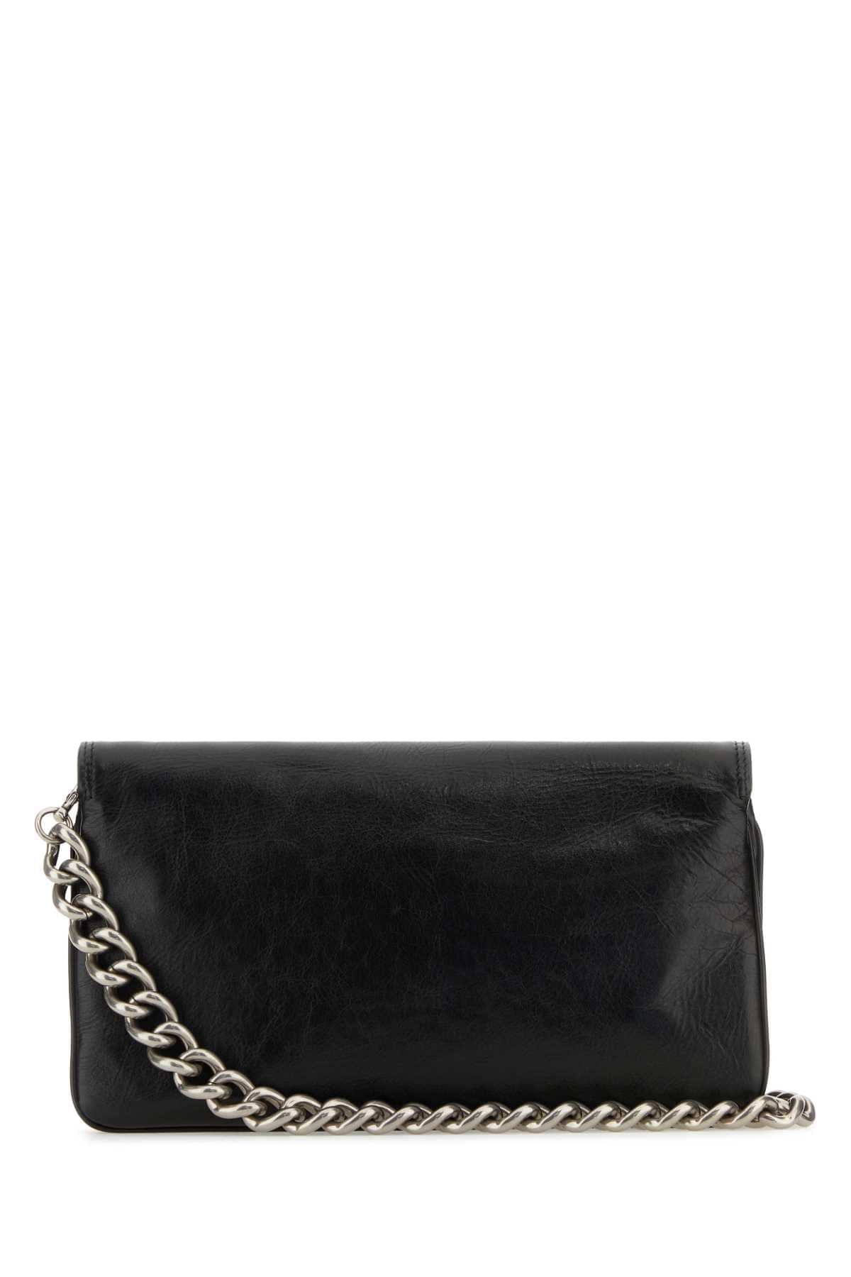 Balenciaga Women Black Leather Medium Bb Soft Flap Clutch