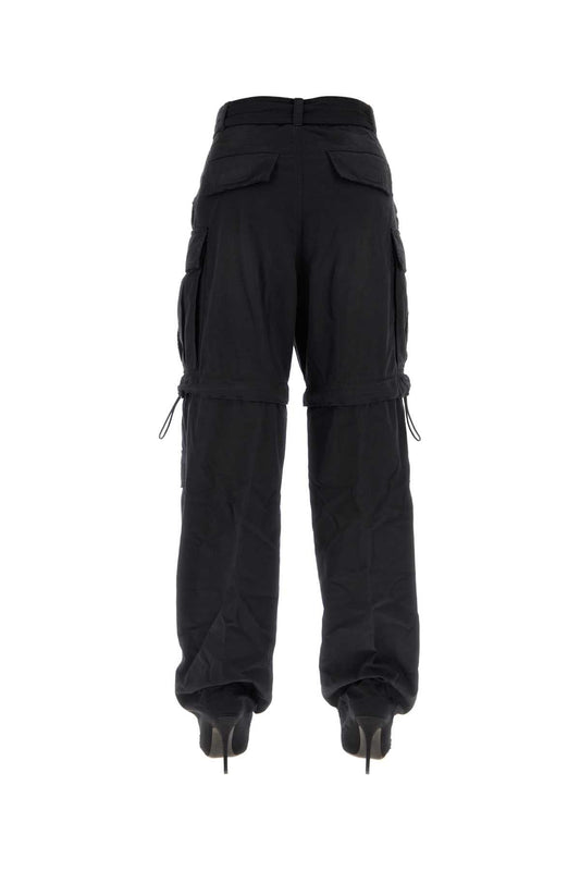 Balenciaga Women Black Cotton Knife Cargo Pantaboots