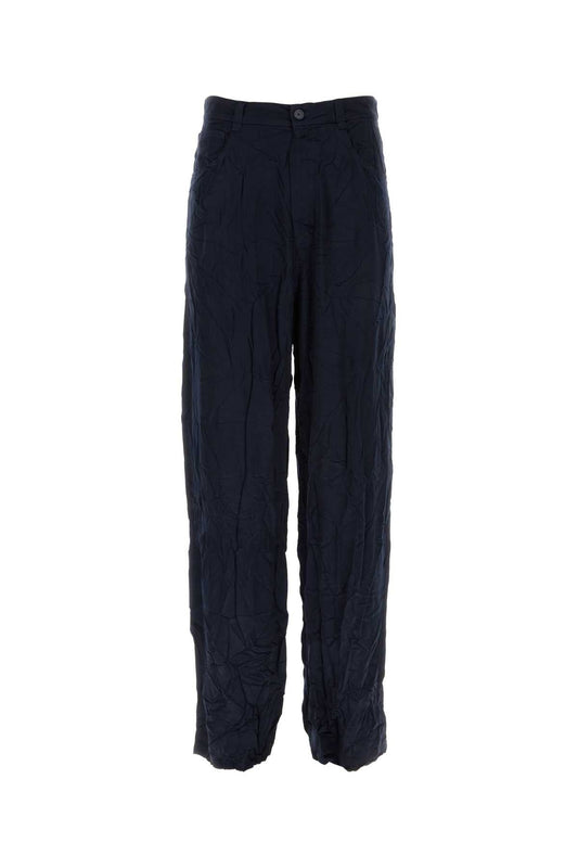 Balenciaga Men Dark Bue Satin 5 Pocket Pant