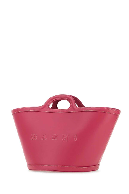 Marni Women Dark Pink Leather Small Tropicalia Handbag