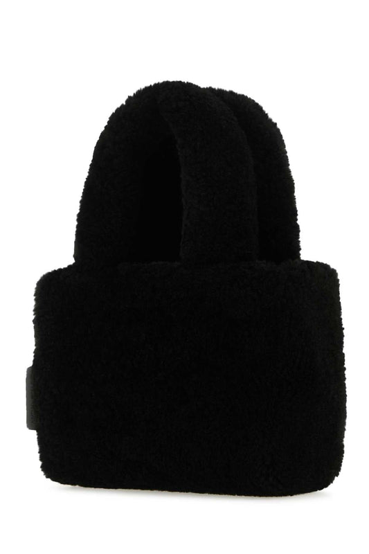 Amina Muaddi Women Black Shearling Amini Giuly Handbag