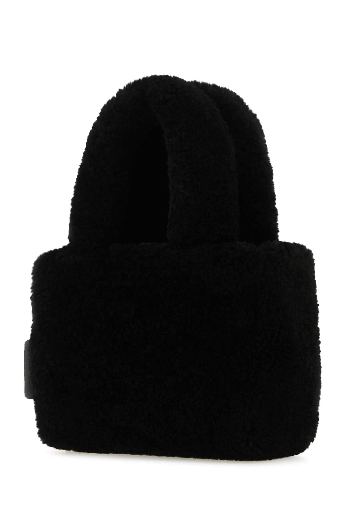 Amina Muaddi Women Black Shearling Amini Giuly Handbag