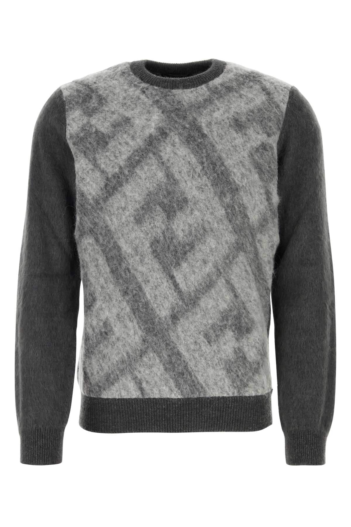 Fendi Men Embroidered Wool Blend Sweater