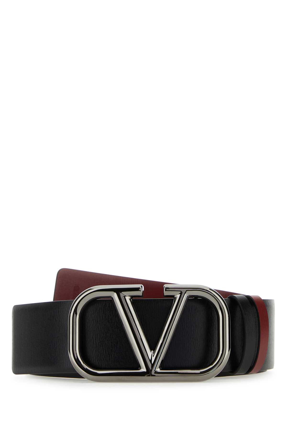 Valentino Garavani Men Black Leather Vlogo Signature Belt