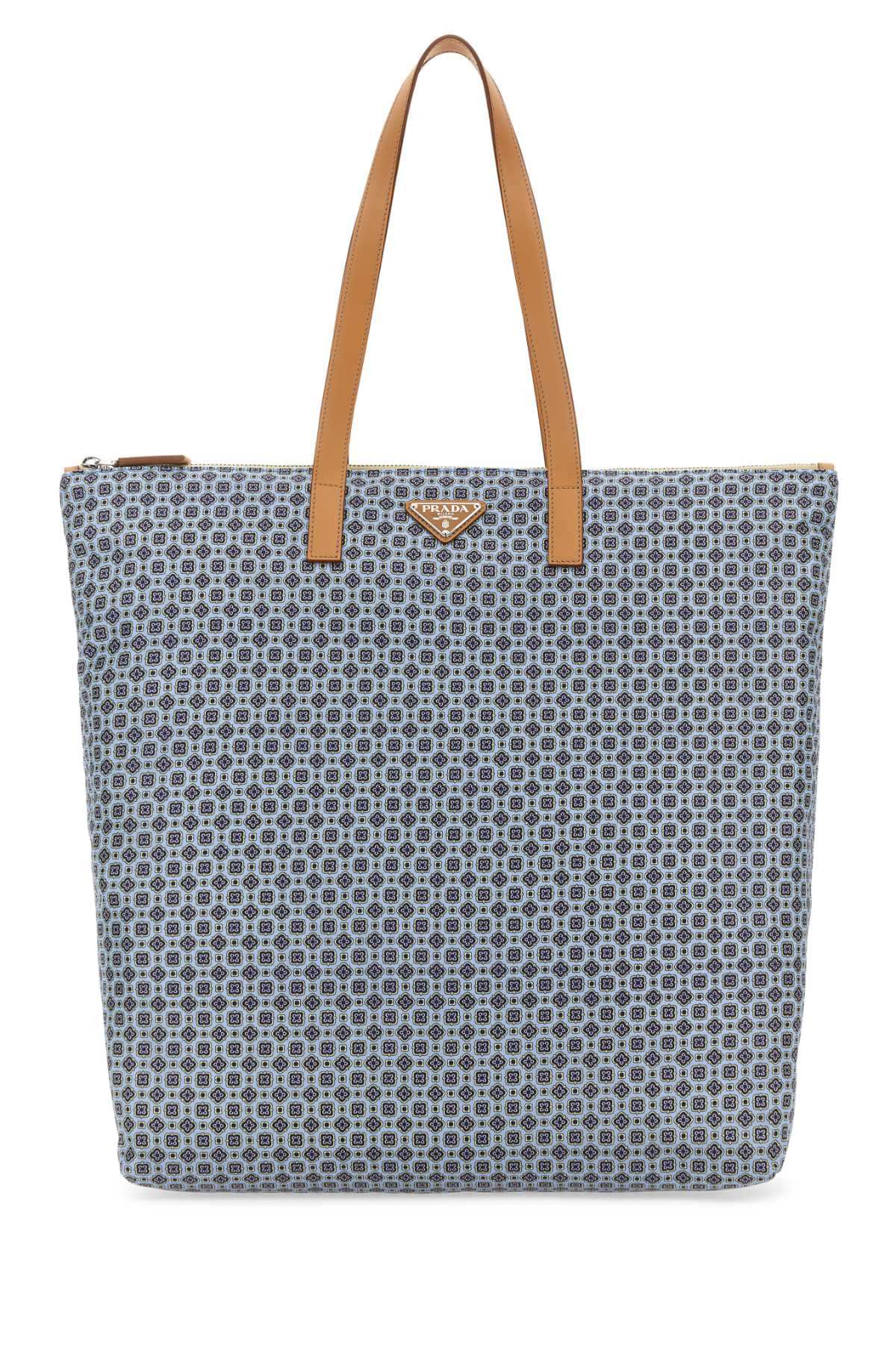 Prada Men Printed Re-Nylon Shopping Bag