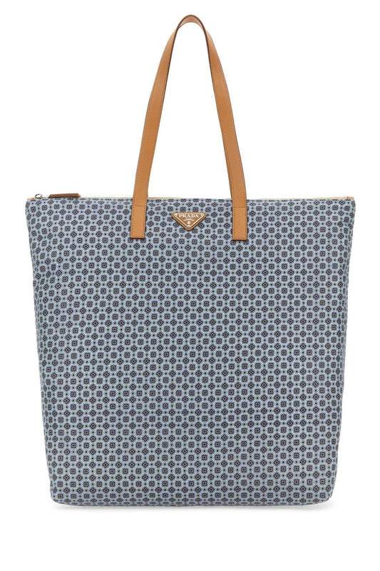 Prada Men Printed Re-Nylon Shopping Bag