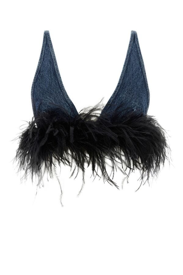 Miu Miu Women Denim Crop Top