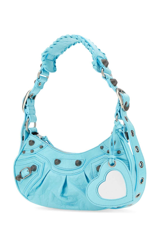 Balenciaga Women Light Blue Nappa Leather Le Cagole Xs Shoulder Bag