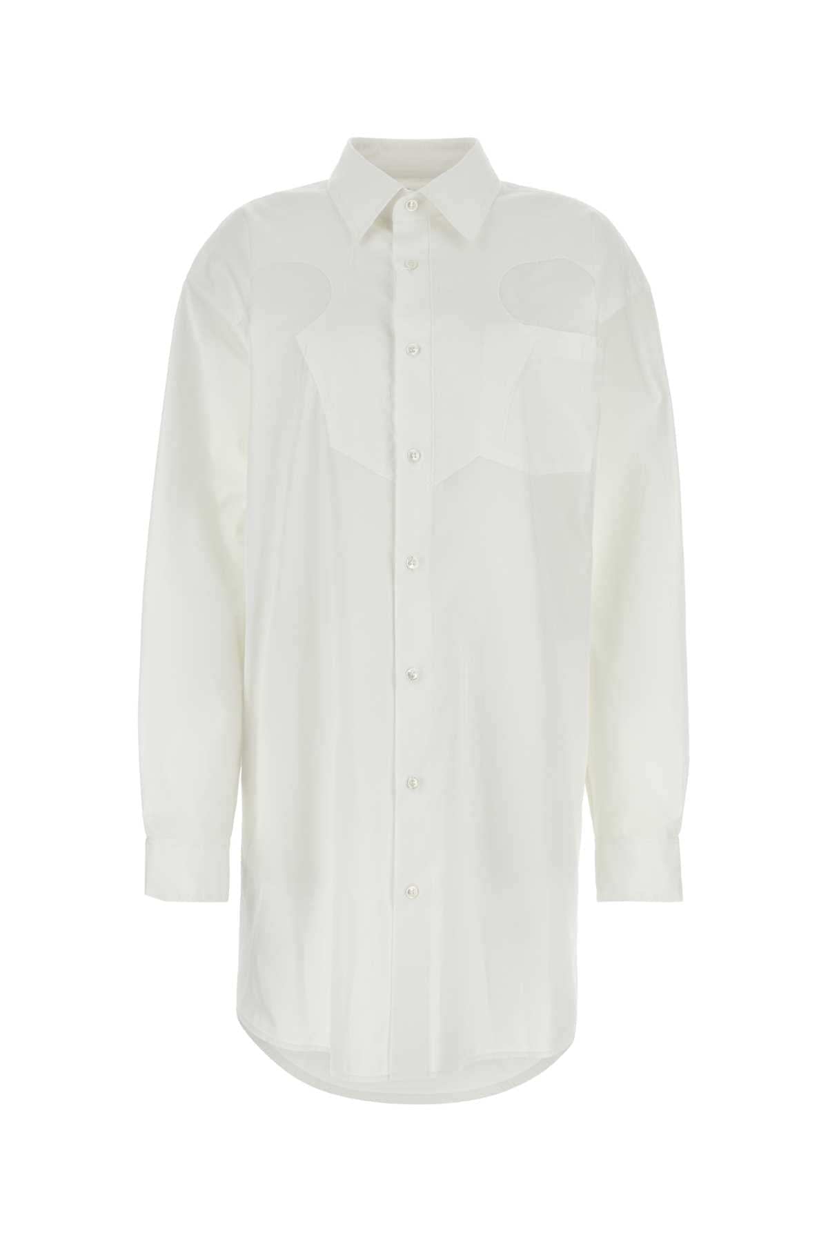 Maison Margiela Women White Poplin Shirt Mini Dress