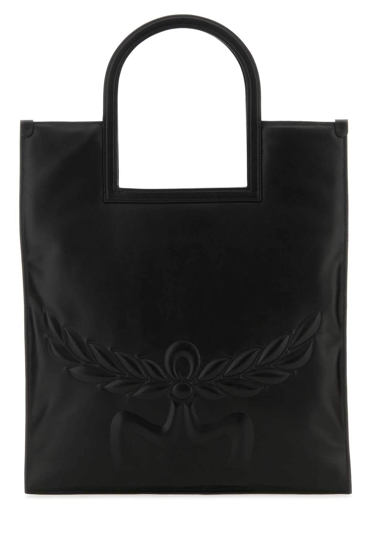 Mcm Women Black Nappa Leather Aren Shopping Bag