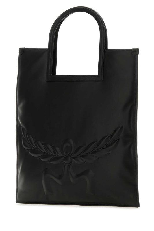 Mcm Women Black Nappa Leather Aren Shopping Bag