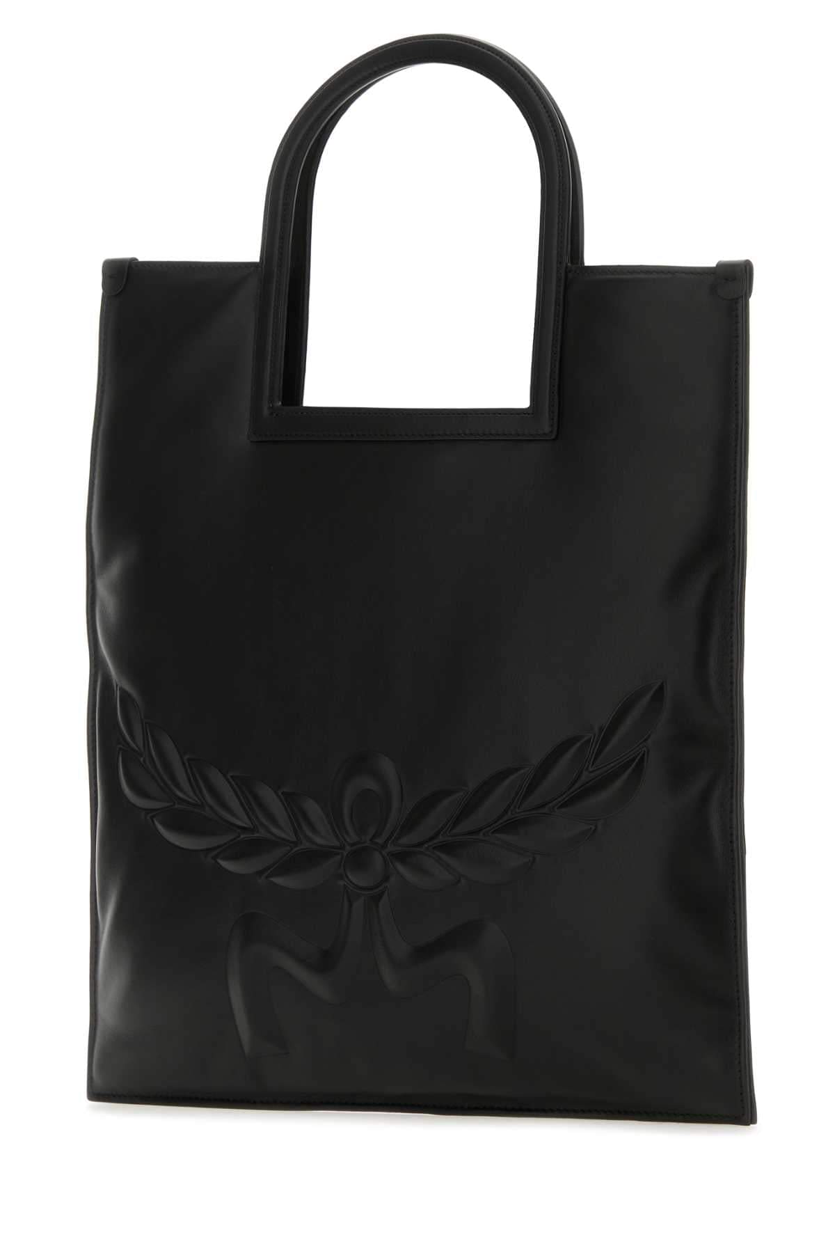 Mcm Women Black Nappa Leather Aren Shopping Bag