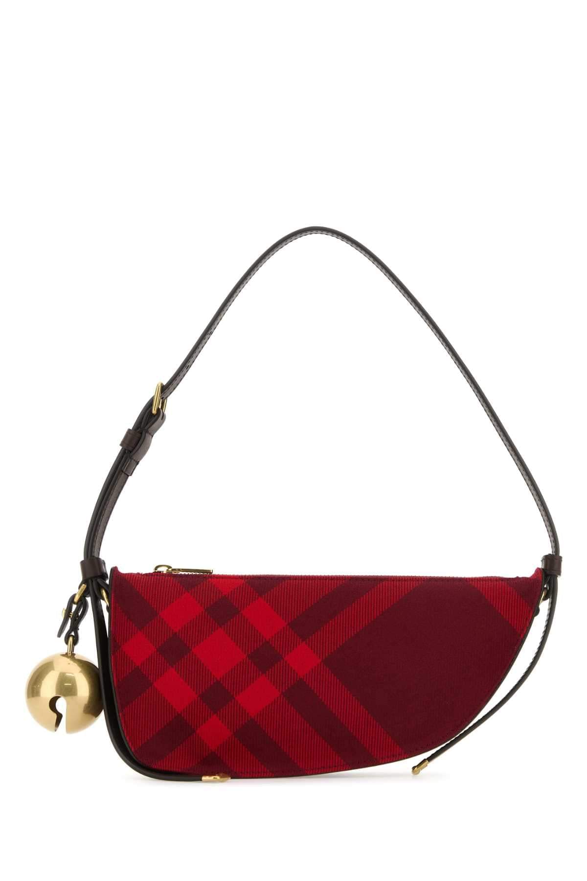 Burberry Women Embroidered Canvas Mini Shield Shoulder Bag
