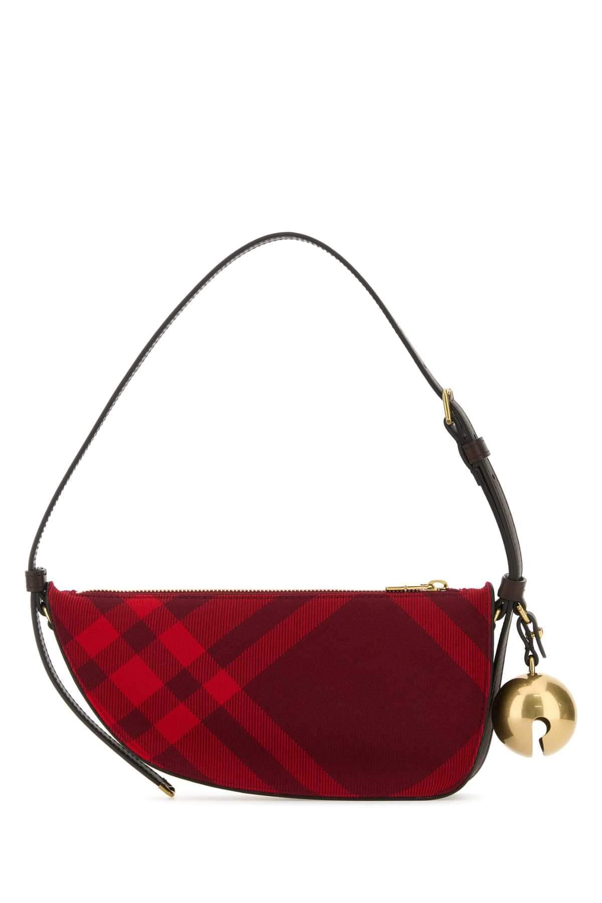 Burberry Women Embroidered Canvas Mini Shield Shoulder Bag